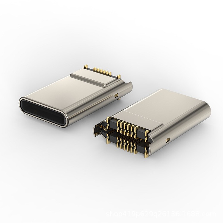 typec插头公头16P立贴连接器11.94铆压